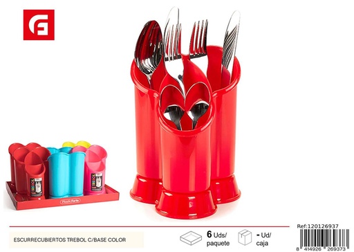 [120126937] Escurre cubiertos trébol con base de color - Utensilios de cocina