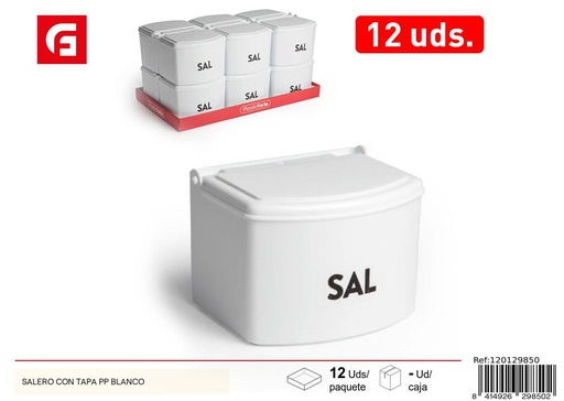 [120129850] Salero con Tapa de PP Blanco - Artículos de cocina