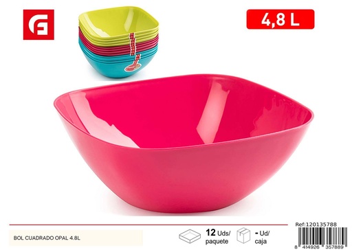 [120135788] Bol cuadrado opal 4.8L - Platos y ensaladeras de plástico