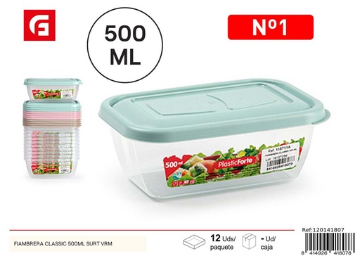 [A002714] Fiambrea Classic 500ml Surt VRM - Contenedores de comida