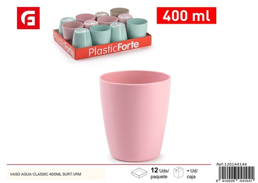 [120144144] Vaso Agua Classic 400ml Surt VRM - Vasos de plástico