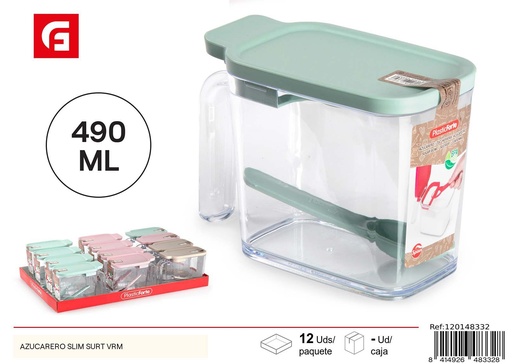 [120148332] Azucarero slim surtido VRM - Envase plástico para azúcar
