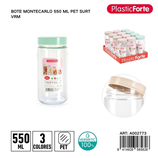 [A002773] Bote Montecarlo 550ml PET surtido verde/rojo para cocina