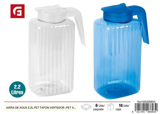 [120206603] Jarra de agua de plástico 2.2L con tapa vertedor