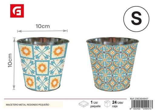 [190304947] Macetero metal redondo pequeño - Decoración de jardín