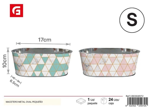 [190304972] Macetero de metal oval pequeño - Accesorios decorativos para el jardín