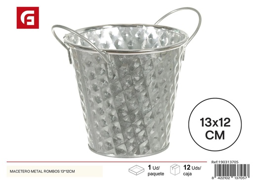 [190313705] Macetero de metal rombos 13x12 cm - Decoración para el jardín