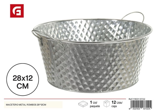[190313722] Macetero metálico rombos 28*12 cm - Jardinería decorativa