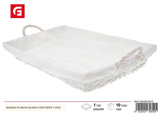 [190361810] Cesto de plancha blanca con forro y asas - Decoración del hogar