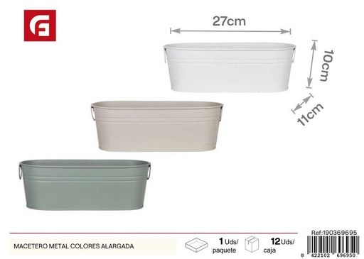 [190369695] Macetero de metal alargado de colores para jardín y decoración
