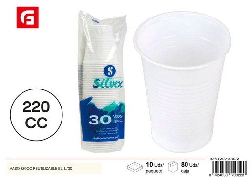 [120770022] Vaso plástico desechable 220CC 30 piezas - Accesorios desechables