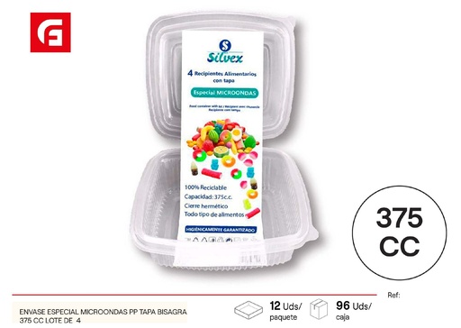 [120780011] Recipiente desechable L.4 375cc especial microondas - Artículos desechables