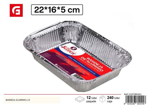 [120780441] Bandeja de aluminio 22*16*5cm L/2 - Utensilios desechables de cocina