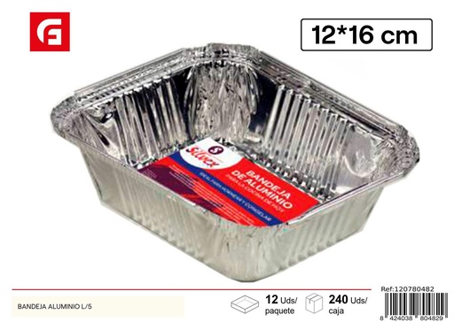 [120780482] Bandeja de aluminio 12*16CM L/5 - Utensilios desechables de cocina