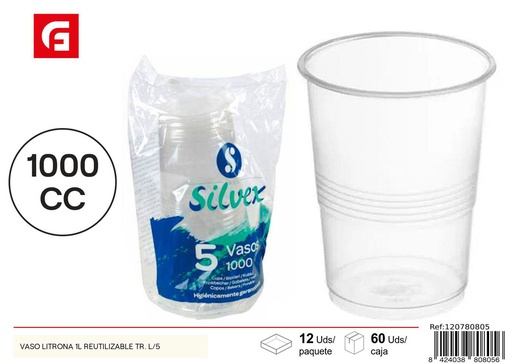 [120780805] Vaso reutilizable Litrona 1L - Utensilios de cocina desechables