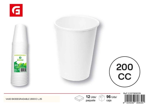 [120780839] Vaso biodegradable 200 cc L.25 - Artículos desechables