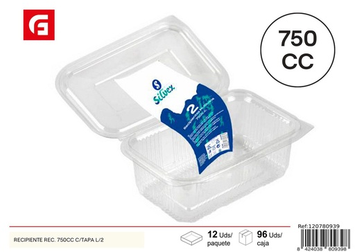 [120780939] Recipiente para alimentos 750 cc con tapa 2 unidades - Utensilios desechables