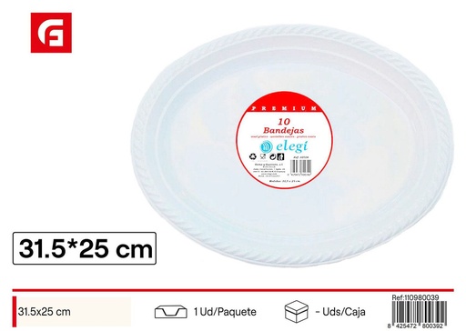 [110980039] Bandeja desechable 32x25cm 10p - Vajilla desechable