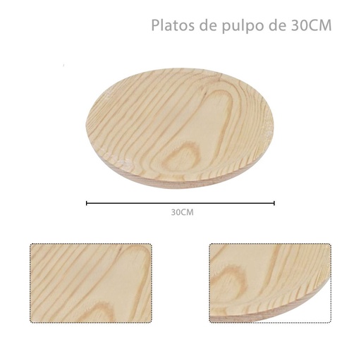 [A000885] Platos de pulpo de madera de 30 cm - Accesorios de cocina
