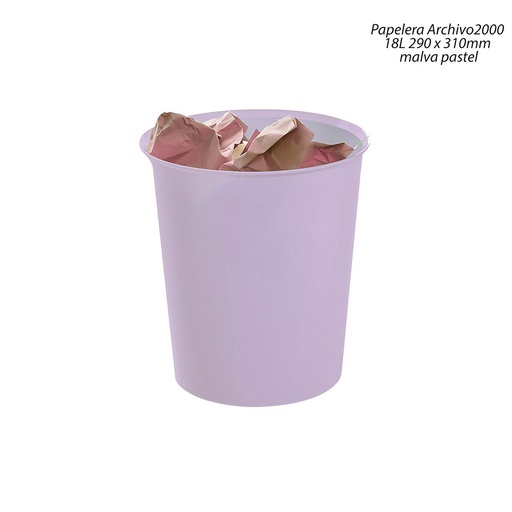[A000606] Papelera Archivo 2000 18L malva pastel 290 x 310 mm - Artículos de papelería