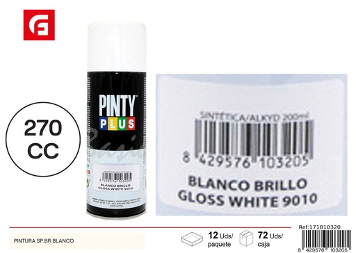[171810320] Pintyplus spray blanco brillo 9010 270cc - Pintura y bricolaje