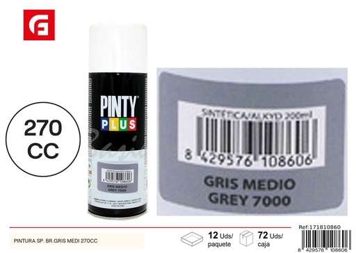 [171810860] Pintura en spray color gris medio 270cc para bricolaje y decoración