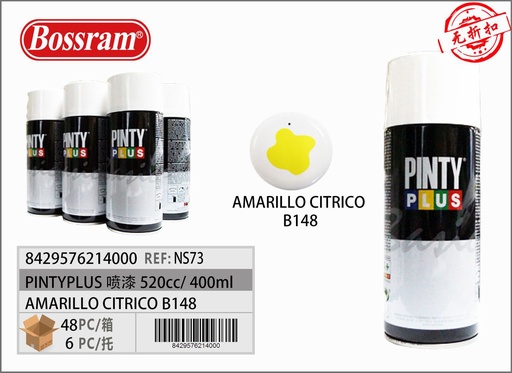 [171821400] Pintura en aerosol amarillo cítrico Pintyplus B148 520cc para proyectos