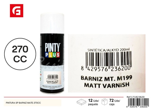 [171823620] Pintyplus barniz mate M199 spray 270cc - Pintura y bricolaje