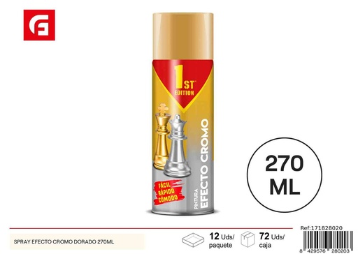 [171828020] Aerosol efecto cromo dorado 270 ml - Pintura en spray para manualidades