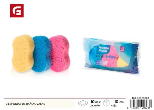 [113920023] Esponjas de baño ovaladas (3 unidades) - Productos de cuidado personal