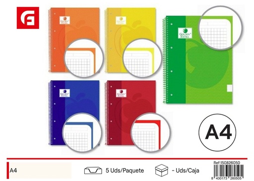 [150826050] Cuaderno tapa plástica A4 100 hojas 90gr para estudiantes