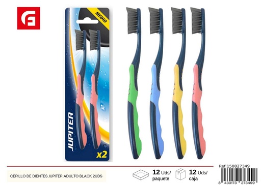 [150827349] Cepillo de dientes Jupiter adulto negro 2uds - Productos de cuidado personal