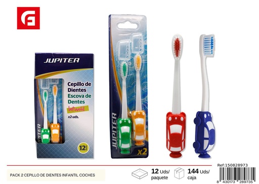 [150828973]  Pack 2 cepillos de dientes infantil coches - Productos de cuidado personal