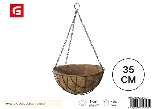 [200925153] Macetero de coco colgante 35 cm - Jardines y decoración natural
