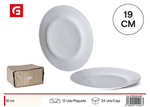 [200941446] Plato de postre cerámica blanca 19cm - Vajilla de cerámica