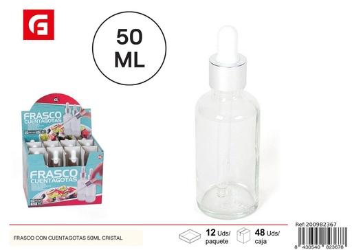 [A002032] Frasco con cuentagotas de cristal de 50ml - Vidrio y cerámica