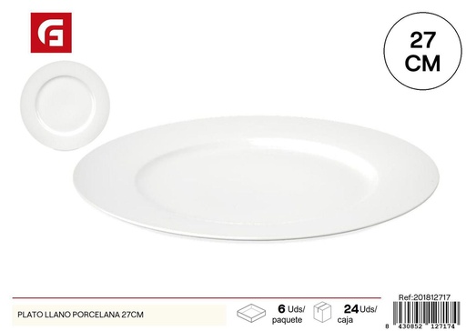[201812717] Plato llano de porcelana 27cm - Vajilla de cerámica