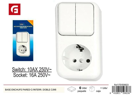 [170159823] Base enchufe de pared con interruptor doble - Accesorios eléctricos