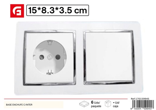 [170159945] Base de enchufe con interruptor 15 x 8.3 x 3.5 cm