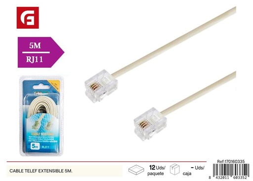 [170160335] Cable telefónico extensible 5m - Accesorios electrónicos