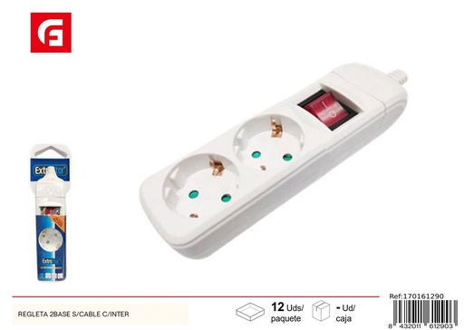 [170161290] Regleta de 2 bases sin cable con interruptor - Suministros eléctricos