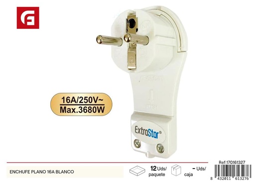 [170161327] Enchufe plano 16A blanco - Accesorios eléctricos