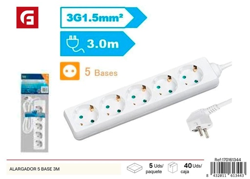 [170161344] Alargador de 5 bases 3 m - Extensión eléctrica