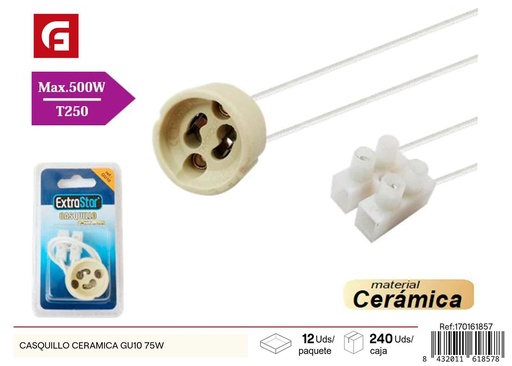 [170161857] Casquillo de cerámica GU10 75W - Accesorios eléctricos