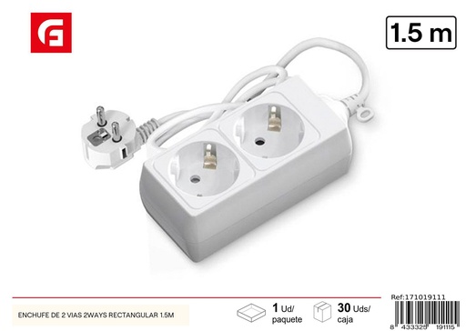 [171019111] Enchufe de 2 vías 2ways rectangular 1.5m - Suministros eléctricos