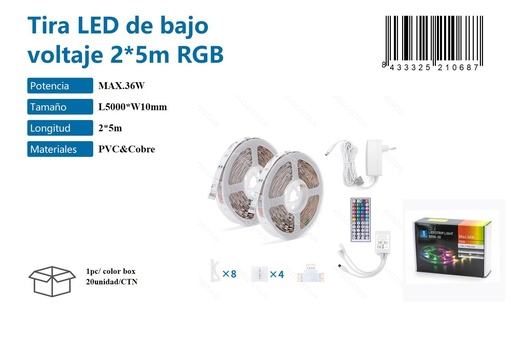 [171021068] Tira LED de bajo voltaje 2*5m RGB Max.36W - Iluminación LED