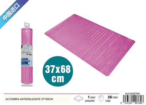 [6400760] Alfombra antideslizante color rosa 37x68cm - Accesorios de baño