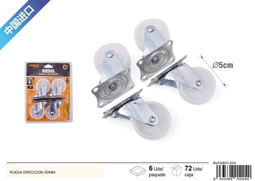 [6801204] Rueda dirección 50mm - Accesorios de ferretería