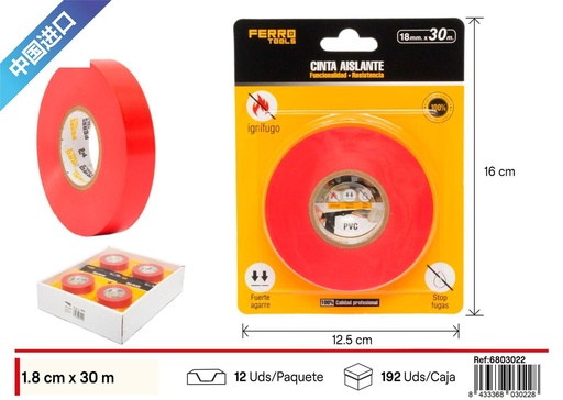 [6803022] Cinta aislante antiflama 18 mm*30 m - Herramientas de ferretería
