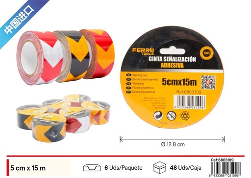 [6803109] Cinta adhesiva reflectante de advertencia tipo flecha 5cm*15m - Herramientas de ferretería